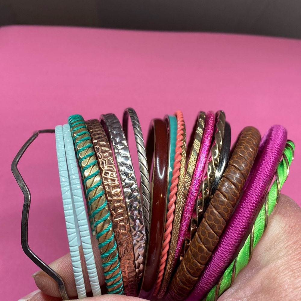 Stack Of Y2k Style Bangle Bracelets Bundle - image 1